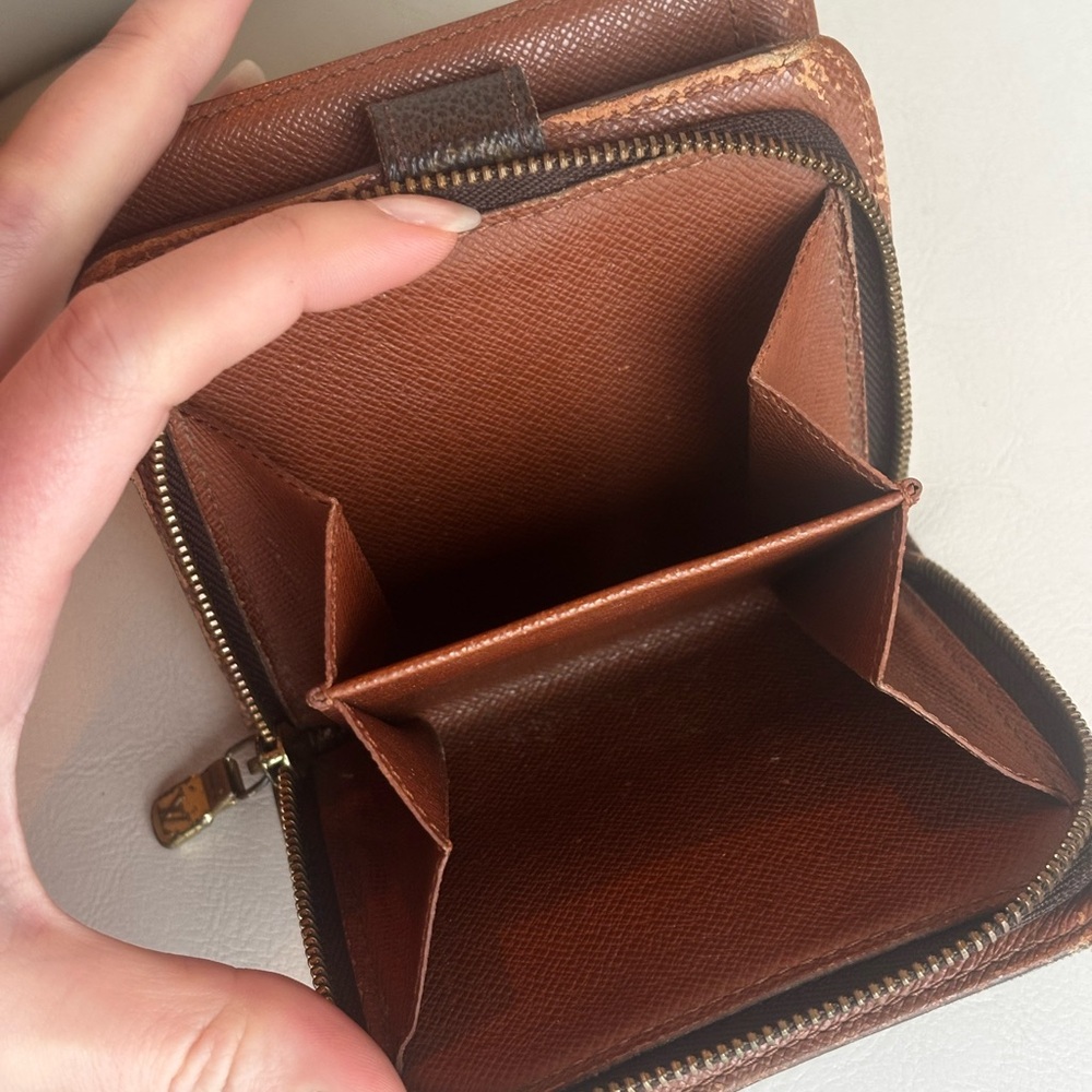 Vintage Louis Vuitton Brown Monogram Small Zip Wallet Authenic - Picture 6 of 9